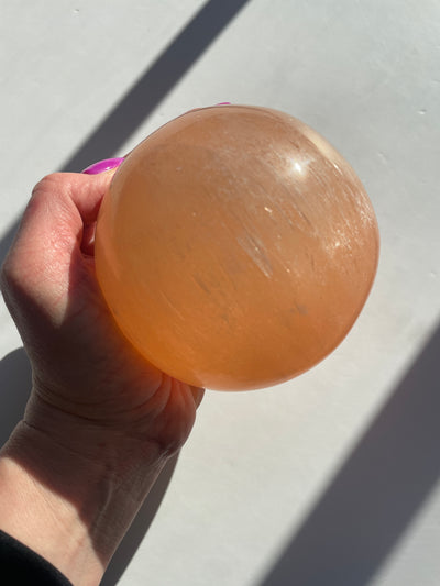 Large Orange Selenite Sphere