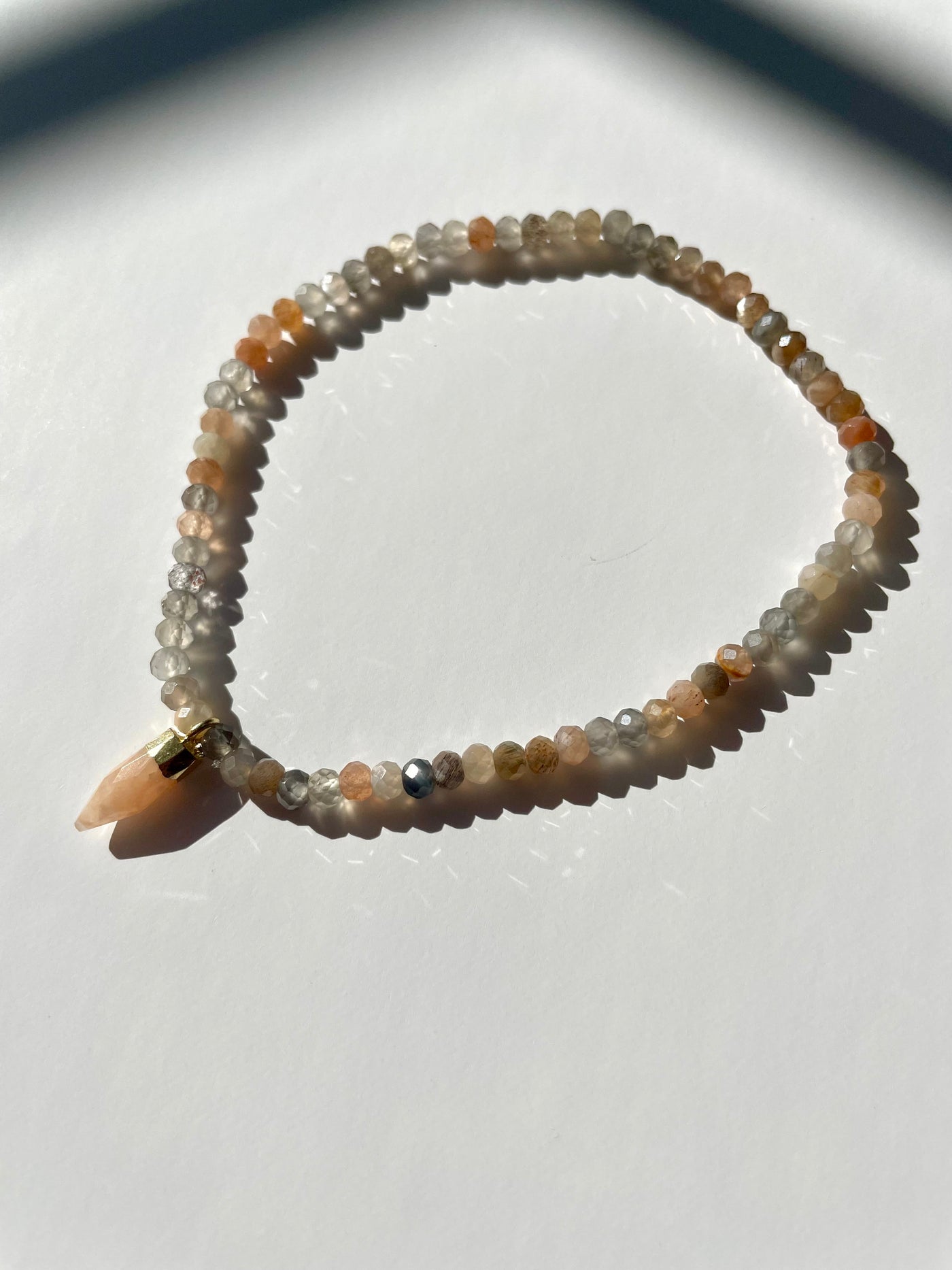 Chocolate Moonstone with Peach Moonstone Pendant Anklet