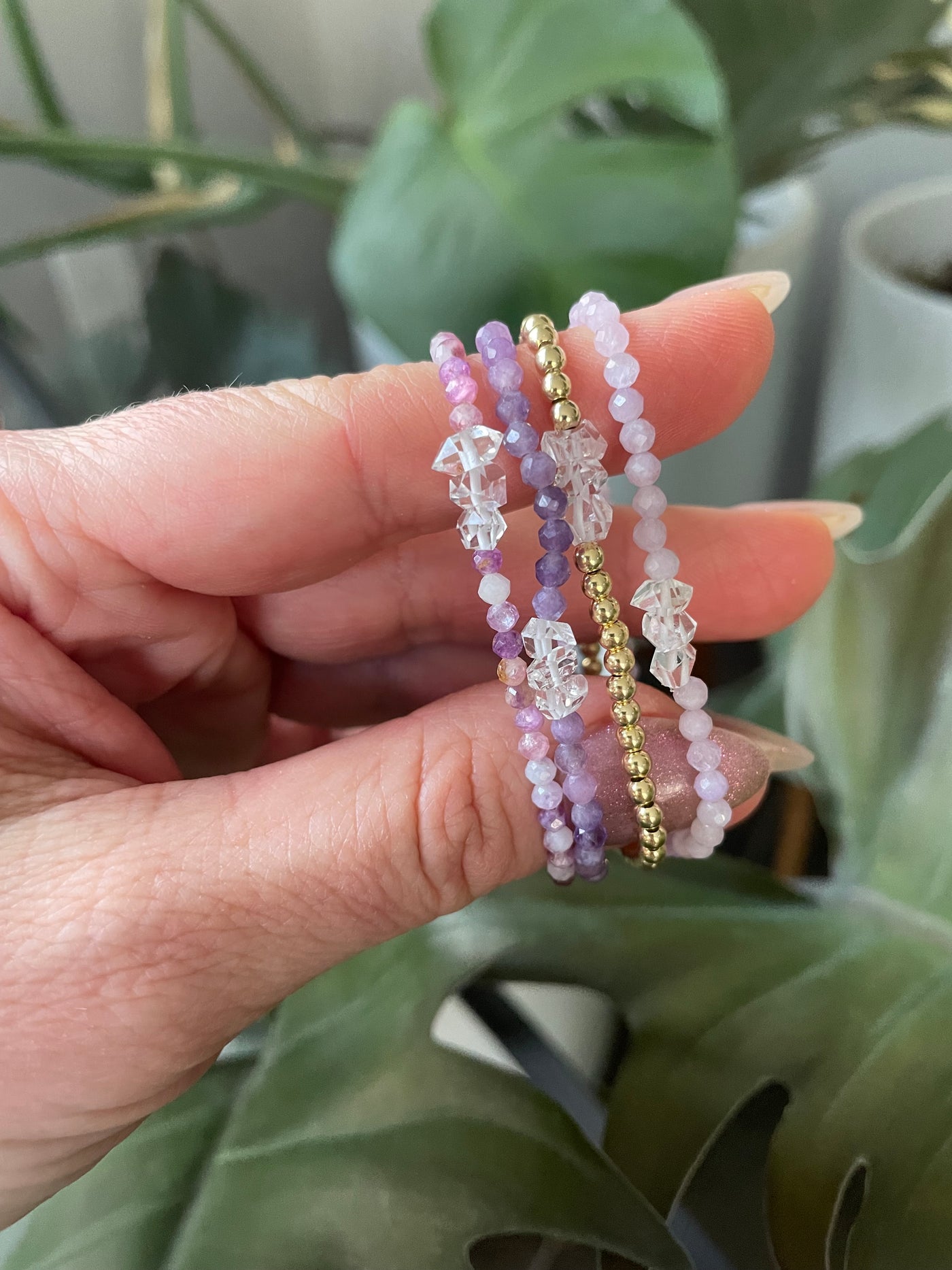 Herkimer Diamond and Kunzite Bracelet