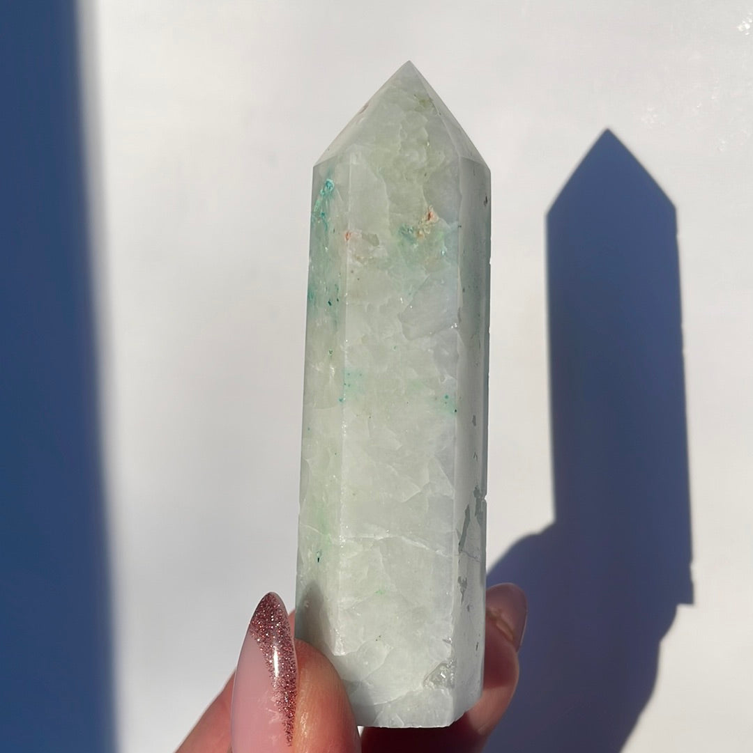 Chrysocolla in Quartz Point 20