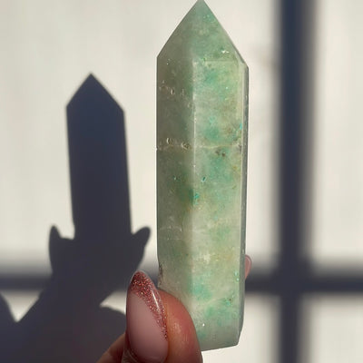 Chrysocolla in Quartz Point 13