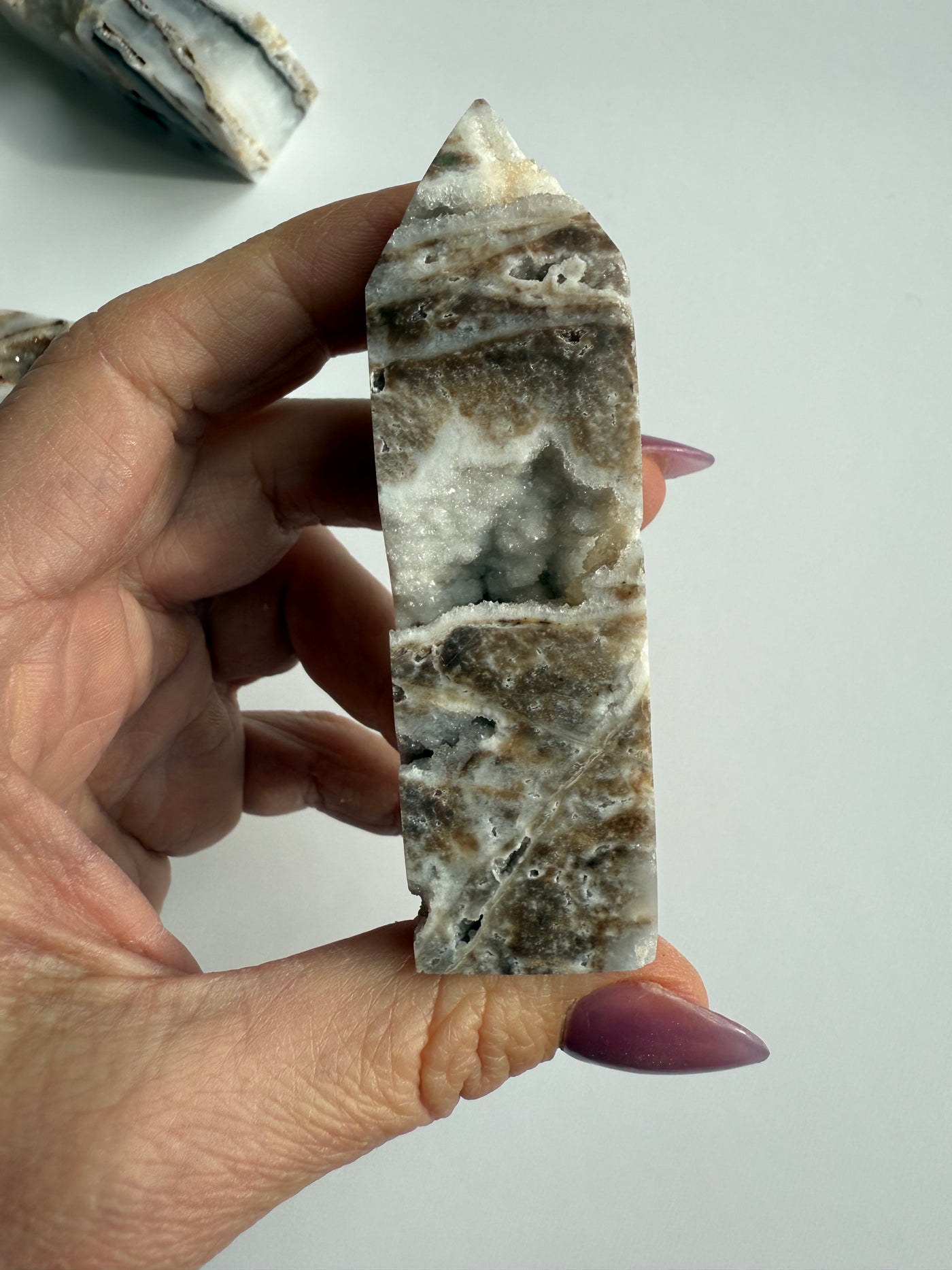 Fossilized and Agatized Coral Obelisk