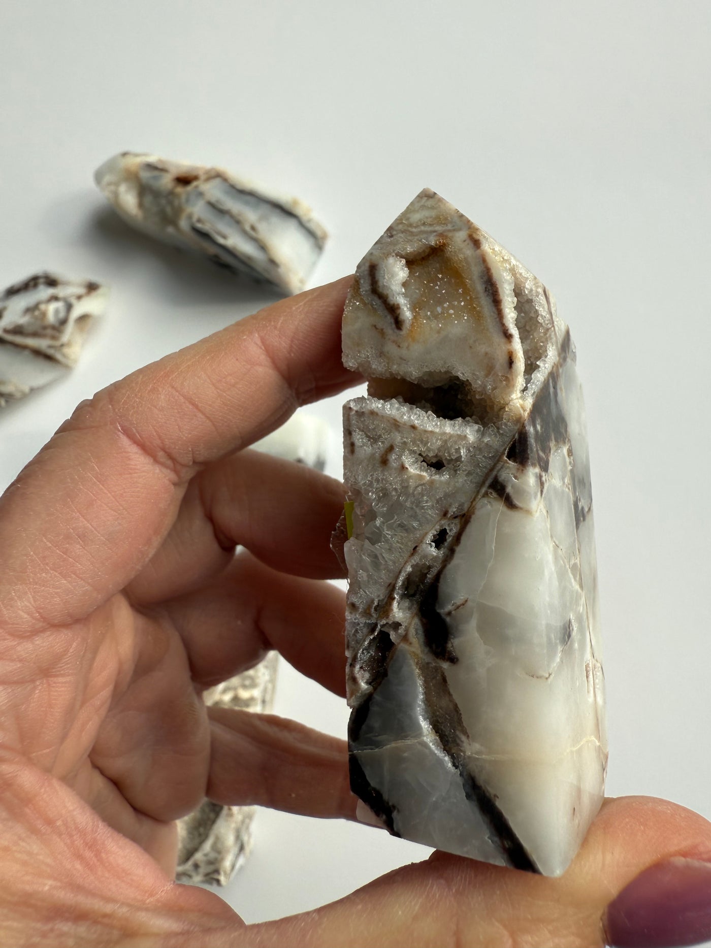 Fossilized and Agatized Coral Obelisk