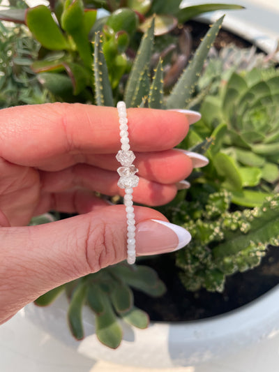 Herkimer Diamond and Rainbow Moonstone Bracelet