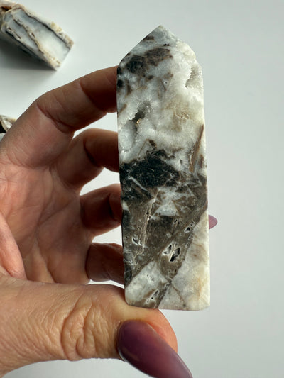 Fossilized and Agatized Coral Obelisk