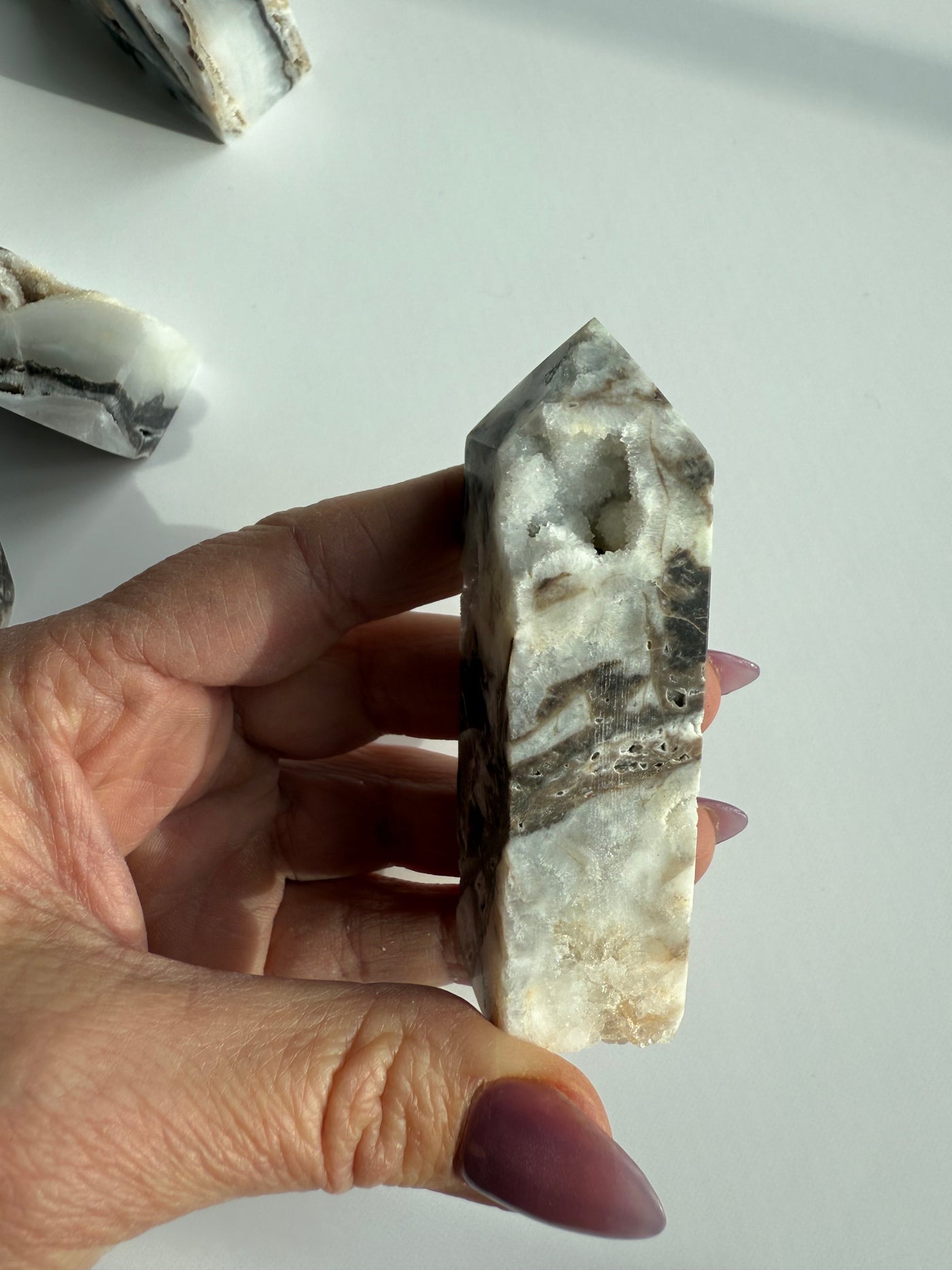 Fossilized and Agatized Coral Obelisk