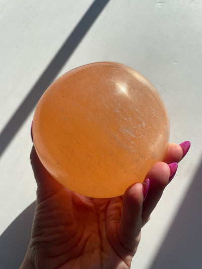 Large Orange Selenite Sphere