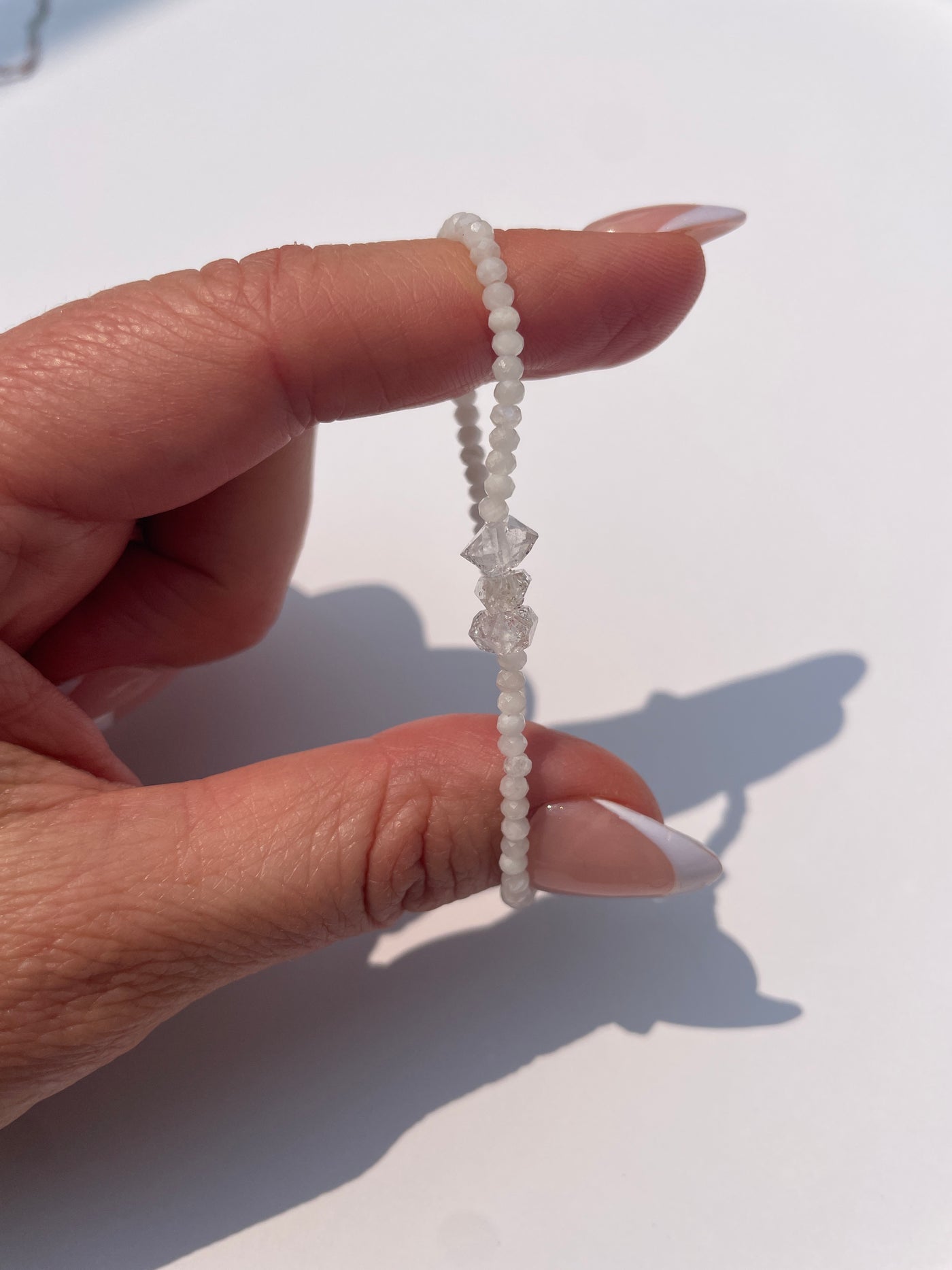 Herkimer Diamond and Rainbow Moonstone Bracelet