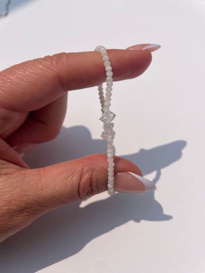 Herkimer Diamond and Rainbow Moonstone Bracelet