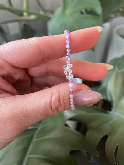 Herkimer Diamond and Purple Mica Bracelet