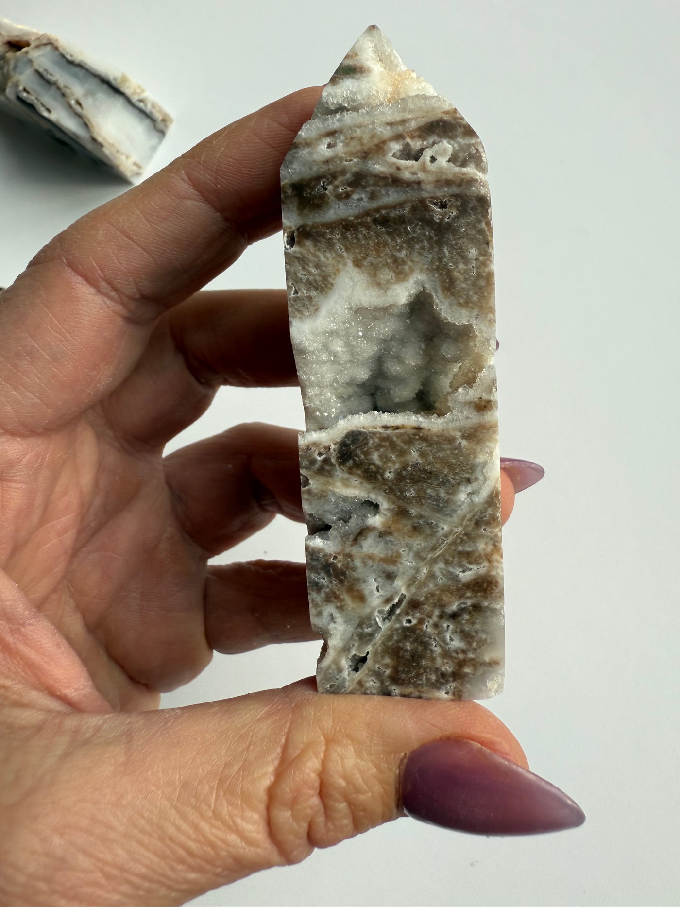Fossilized and Agatized Coral Obelisk