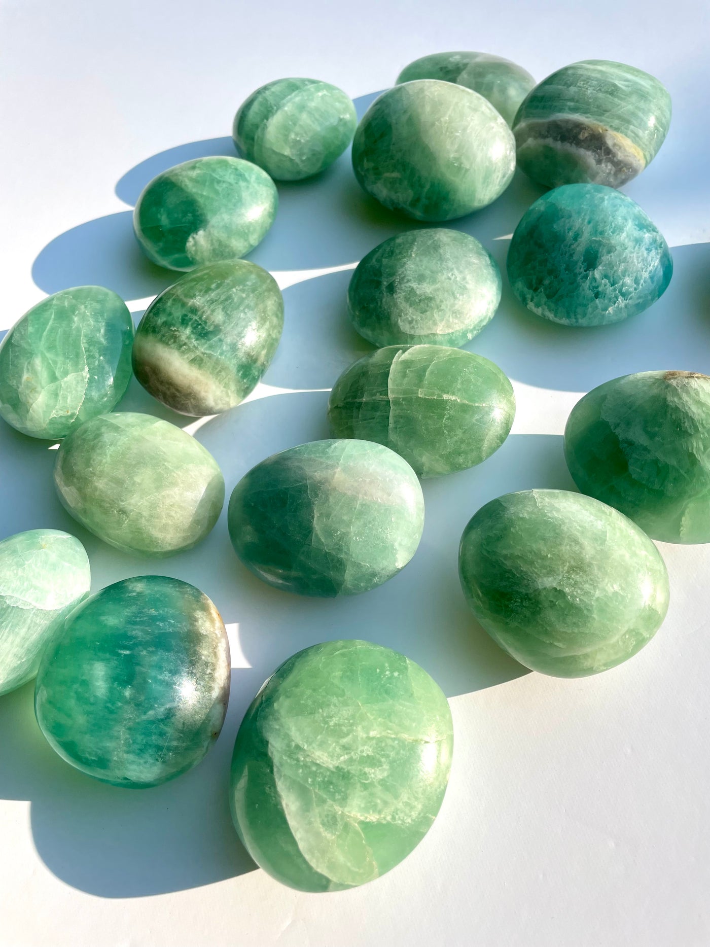 Green Fluorite Palm Stones