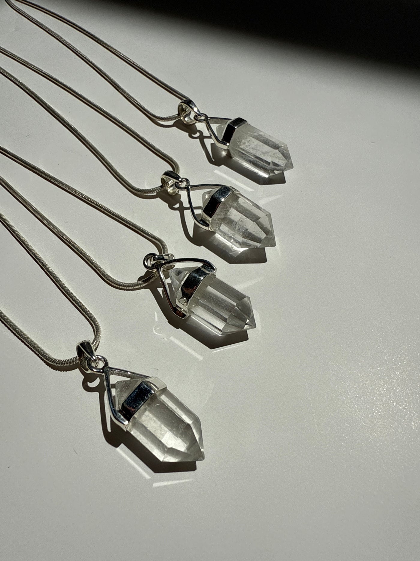 Double Terminated Clear Quartz Statement Necklace