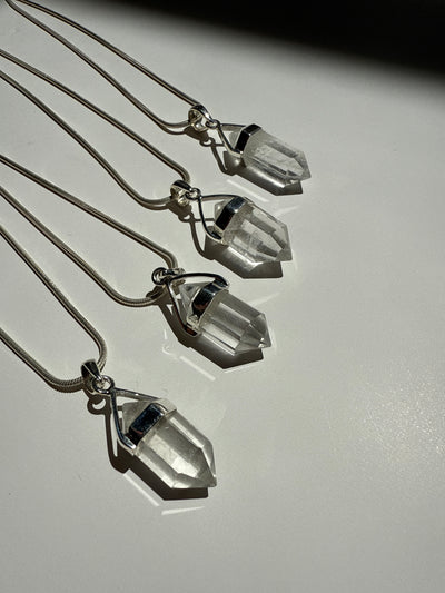 Double Terminated Clear Quartz Statement Necklace