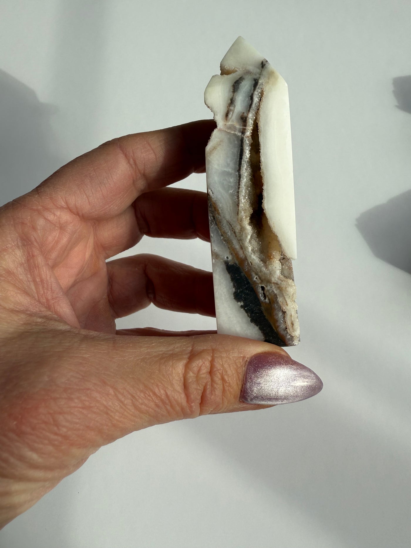 Fossilized and Agatized Coral Obelisk