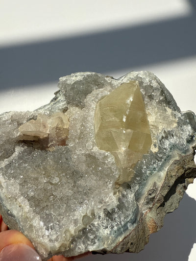 Druzy Amethyst with Agate and Calcite Inclusion