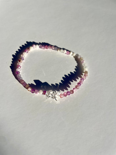 Herkimer Diamond and Purple Mica Bracelet