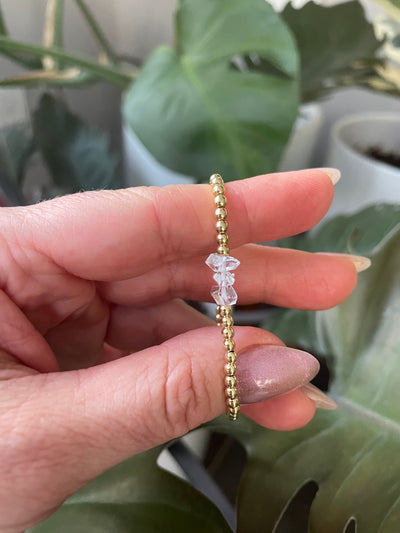 Herkimer Diamond and Gold Bracelet
