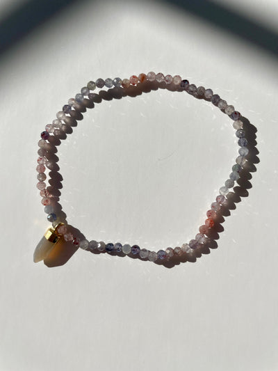 Sunstone Iolite with Grey Chalcedony Pendant  Anklet