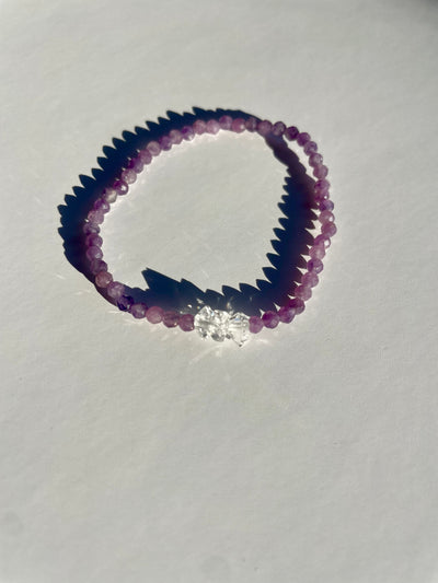 Herkimer Diamond and Lepidolite Bracelet