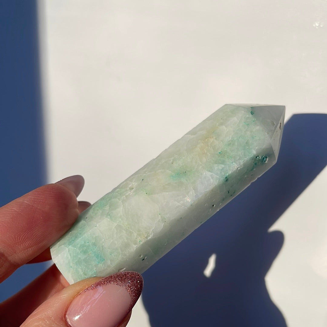 Chrysocolla in Quartz Point 20