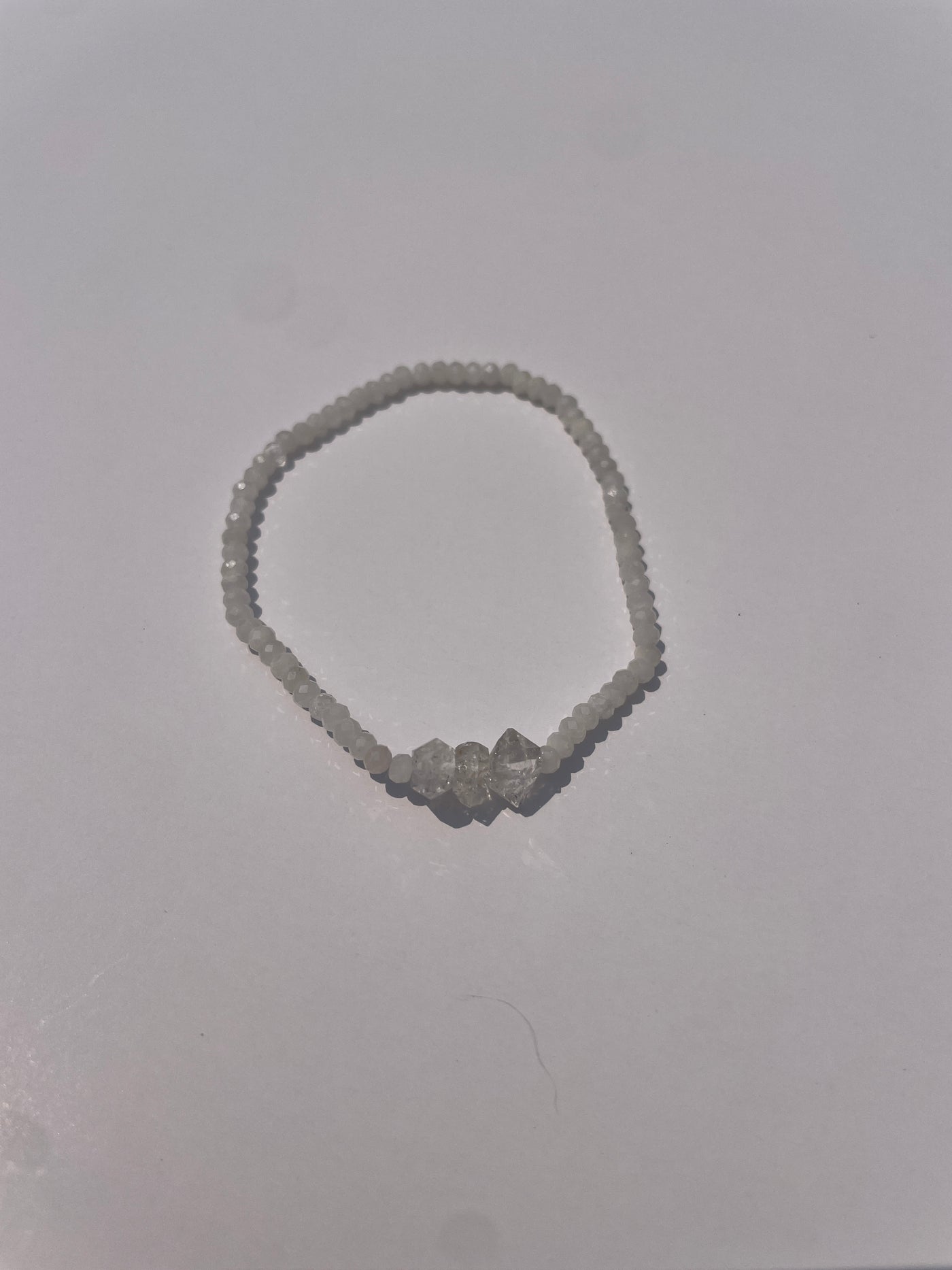 Herkimer Diamond and Rainbow Moonstone Bracelet