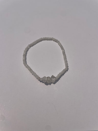 Herkimer Diamond and Rainbow Moonstone Bracelet