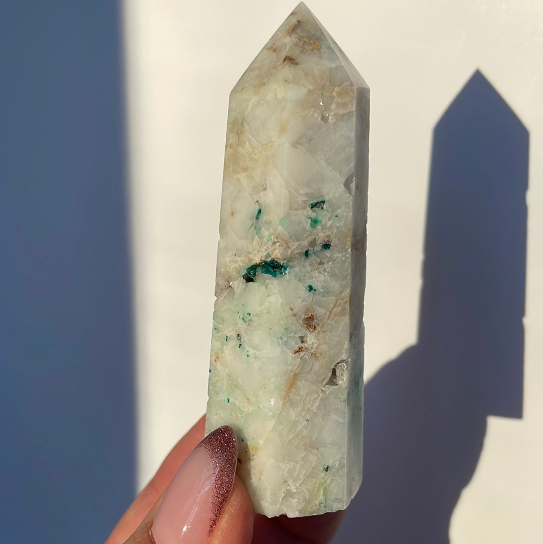 Chrysocolla in Quartz Point 21