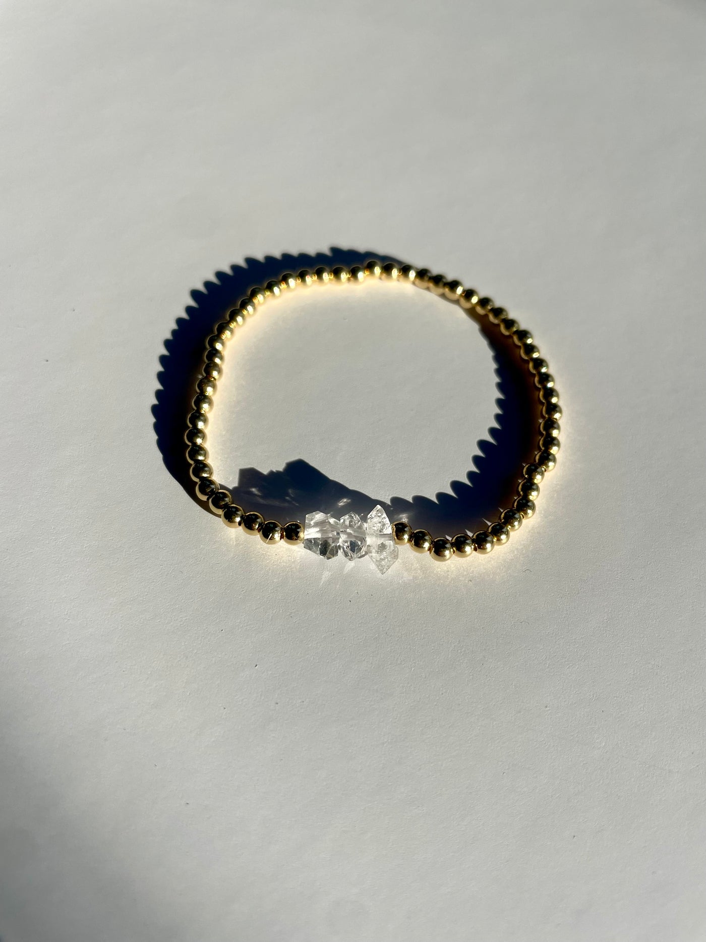 Herkimer Diamond and Gold Bracelet