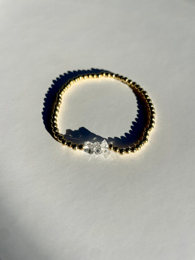 Herkimer Diamond and Gold Bracelet