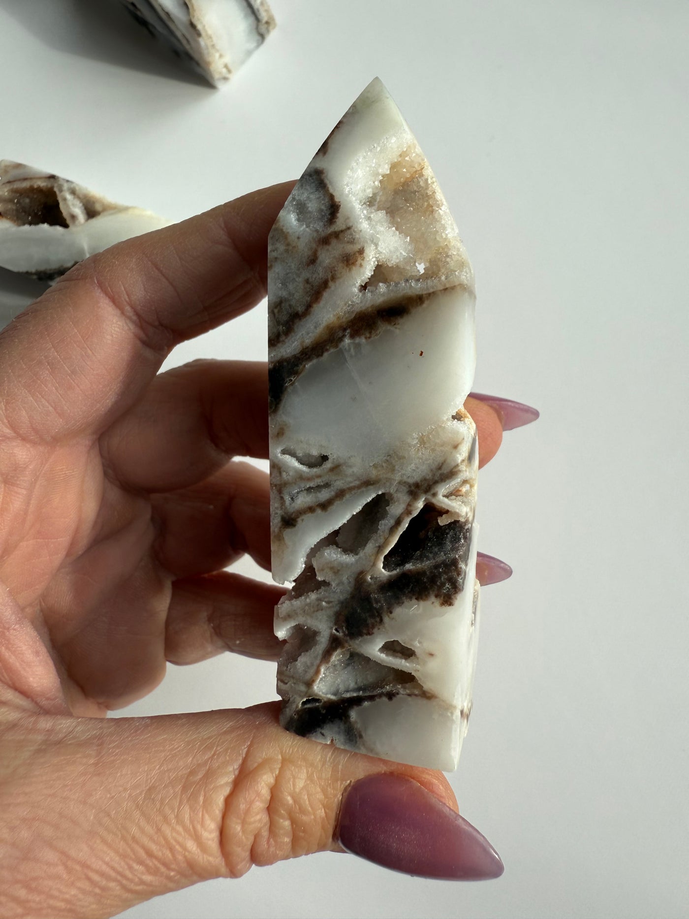 Fossilized and Agatized Coral Obelisk