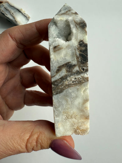 Fossilized and Agatized Coral Obelisk