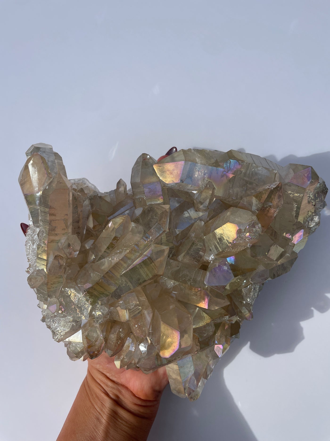 Champagne Angel Aura Quartz Statement Cluster 3