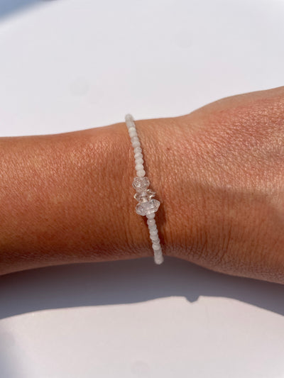 Herkimer Diamond and Rainbow Moonstone Bracelet
