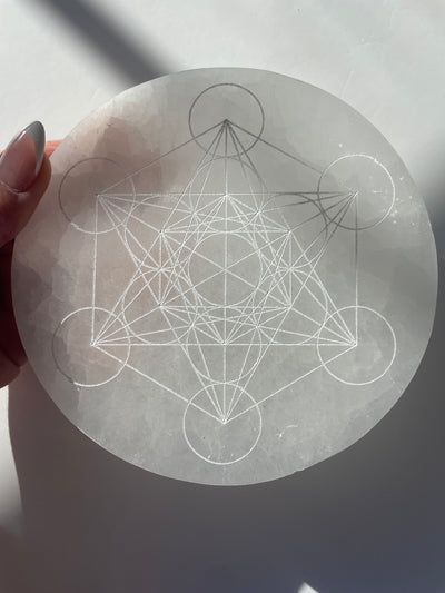 Sacred Geometry Selenite Crystal Grid