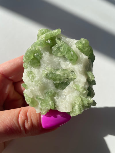 Chromium Diopside in Quartz Matrix 64