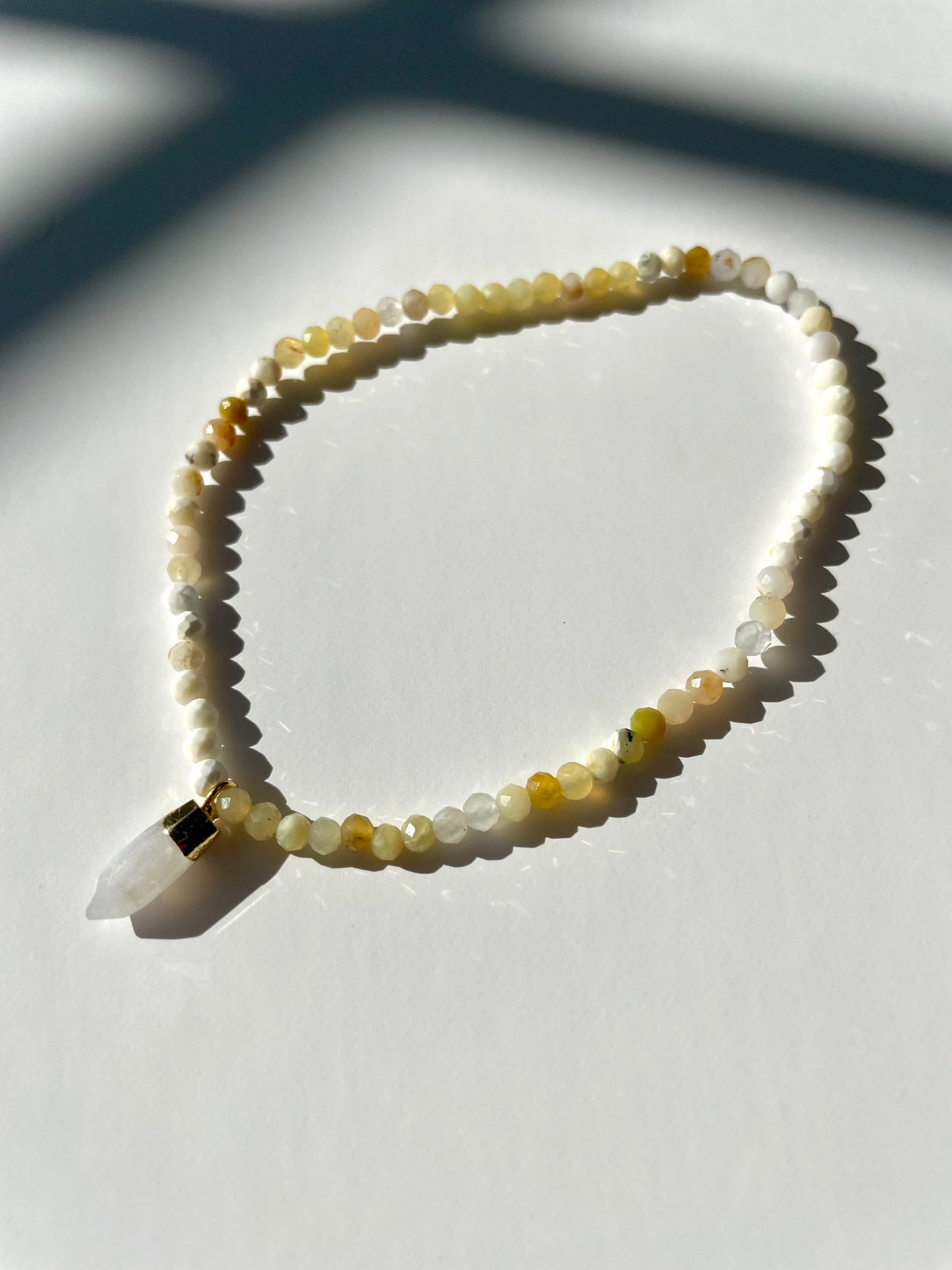 Yellow/White Opal with Rainbow Moonstone Pendant Anklet