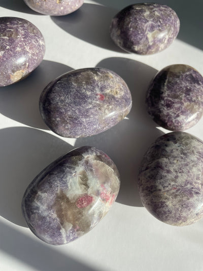 Lepidolite with Smoky Quartz Palm Stone