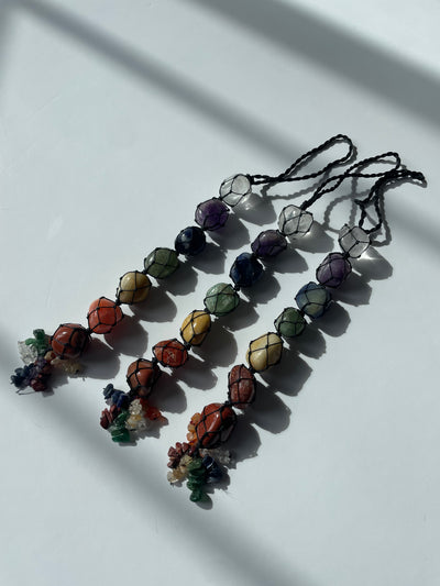 Seven Chakra Stone Mirror Hanger – Grounding, Protection, & Energy Clearing on the Go