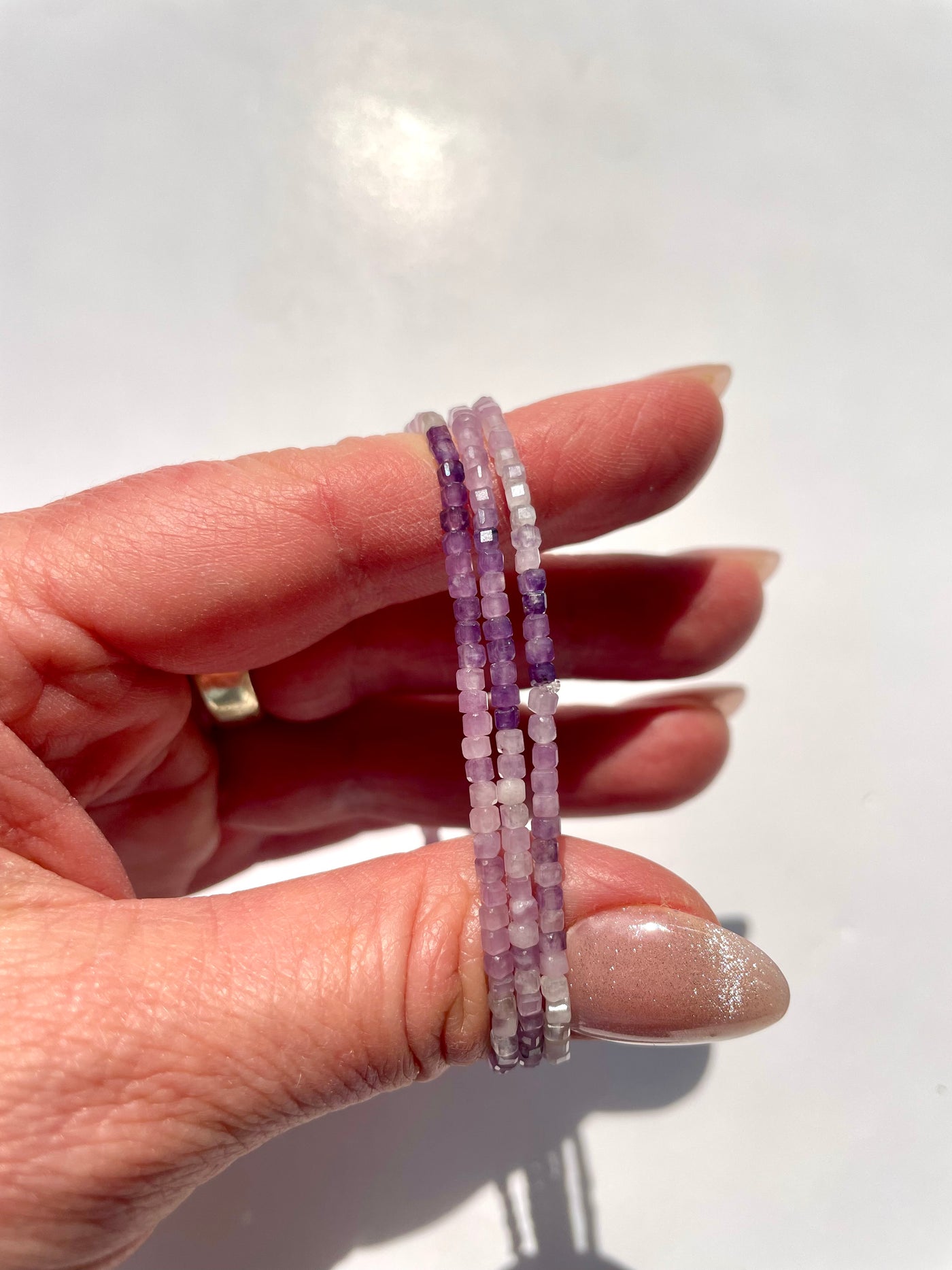 Faceted Ombre Lepidolite Bracelet