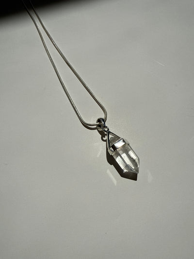 Double Terminated Clear Quartz Statement Necklace