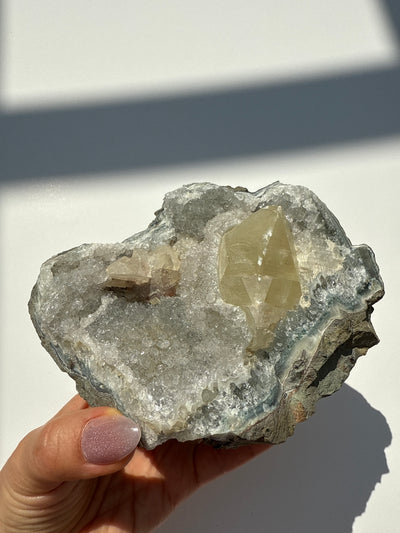 Druzy Amethyst with Agate and Calcite Inclusion