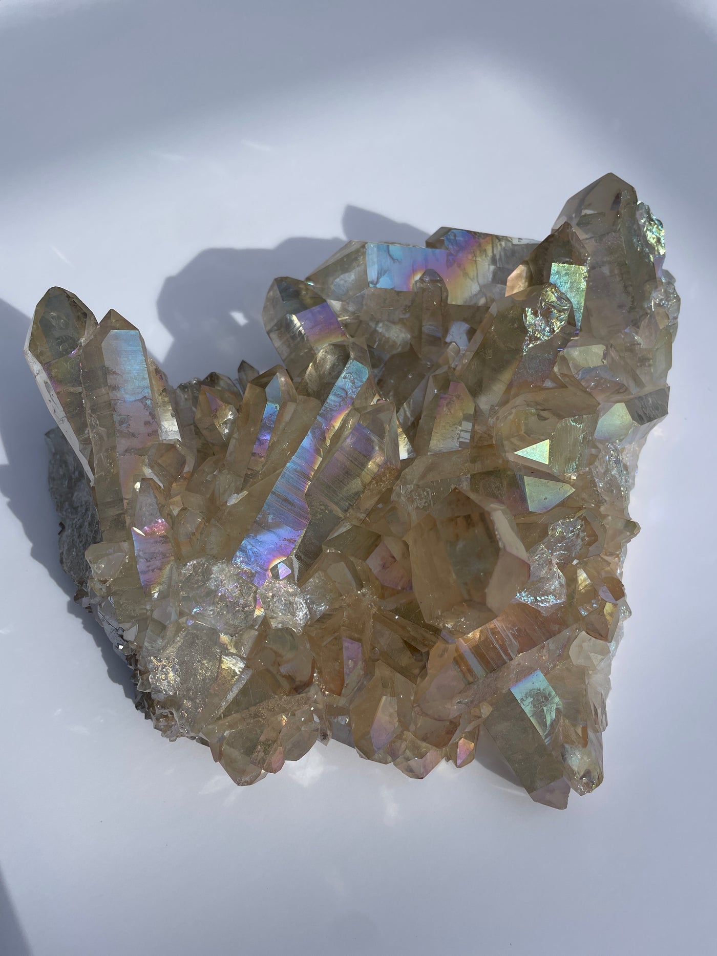 Champagne Angel Aura Quartz Statement Cluster 3