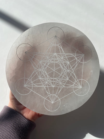 Sacred Geometry Selenite Crystal Grid