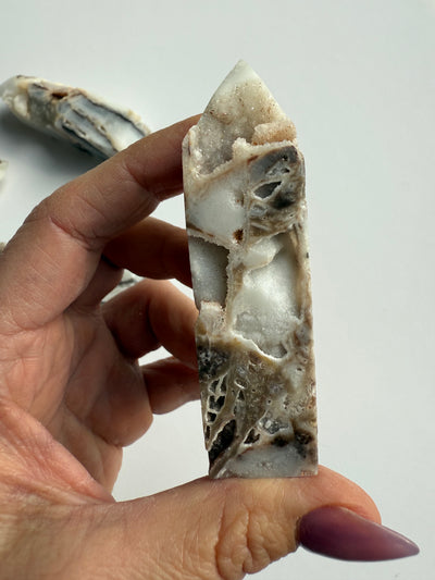 Fossilized and Agatized Coral Obelisk