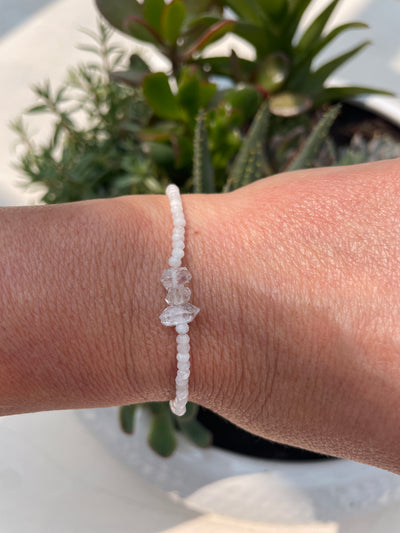 Herkimer Diamond and Rainbow Moonstone Bracelet