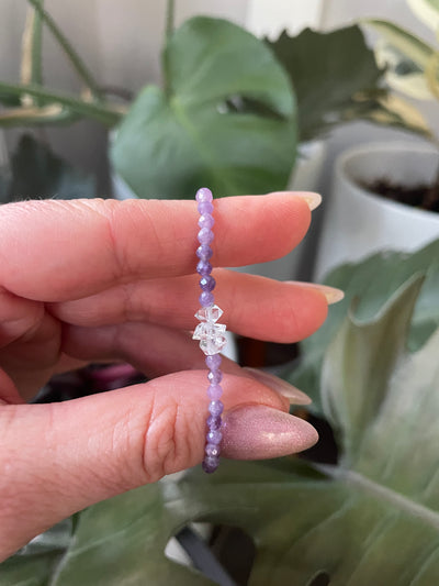 Herkimer Diamond and Lepidolite Bracelet