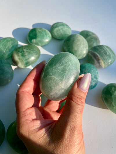 Green Fluorite Palm Stones