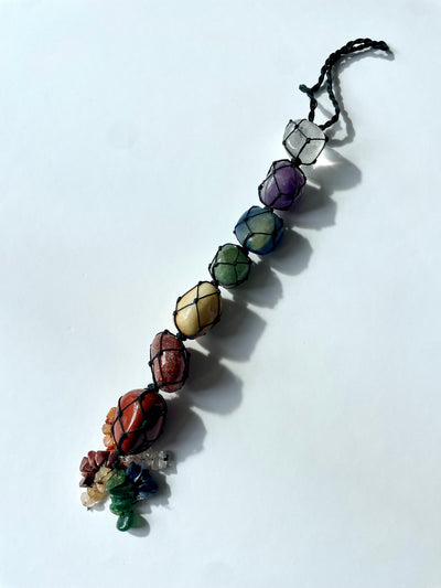 Seven Chakra Stone Mirror Hanger – Grounding, Protection, & Energy Clearing on the Go