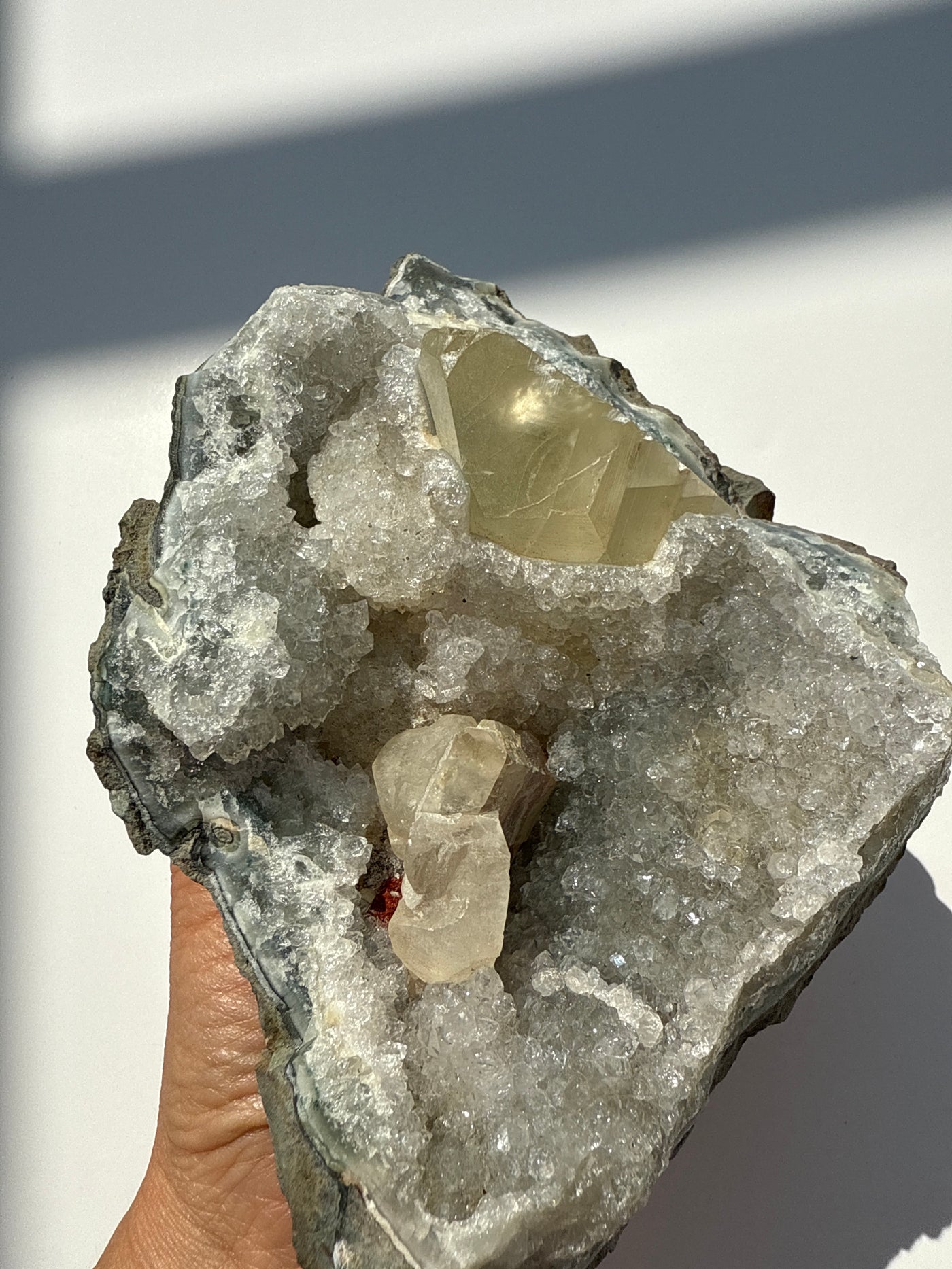Druzy Amethyst with Agate and Calcite Inclusion